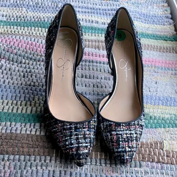 Jessica Simpson | Shoes | Jessicasimpson Plaid Pointed Toe Heels Size 8 ...